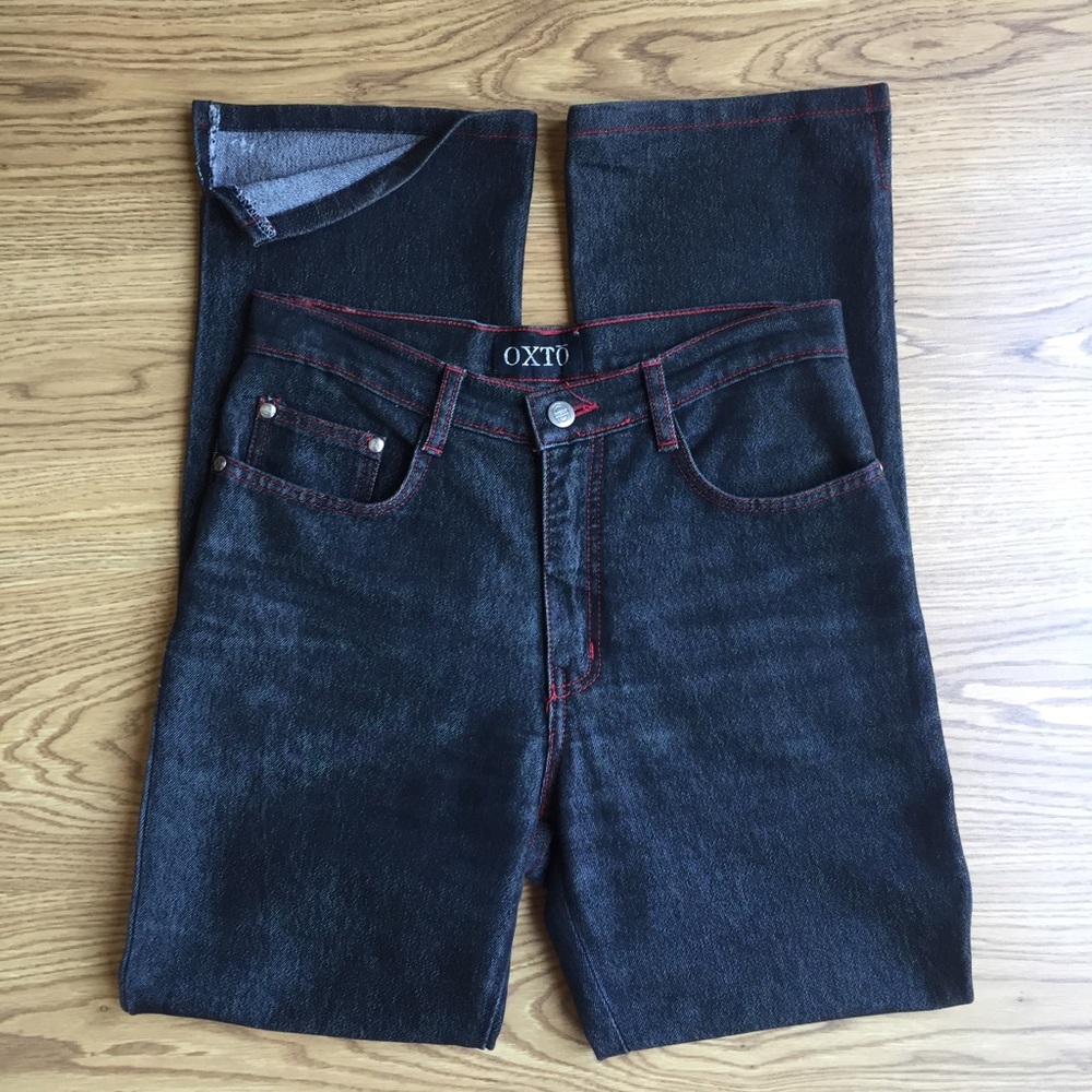 Vintage Black straight leg denim with side split hem size 27